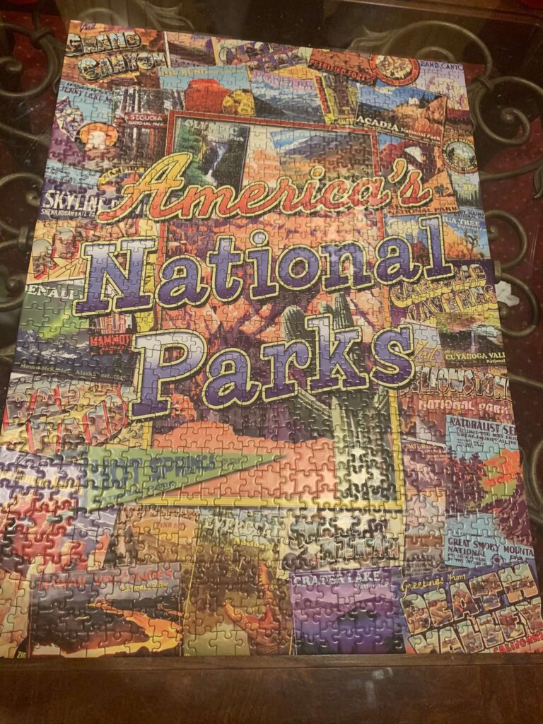 Completed puzzle with the words America's National Parks.